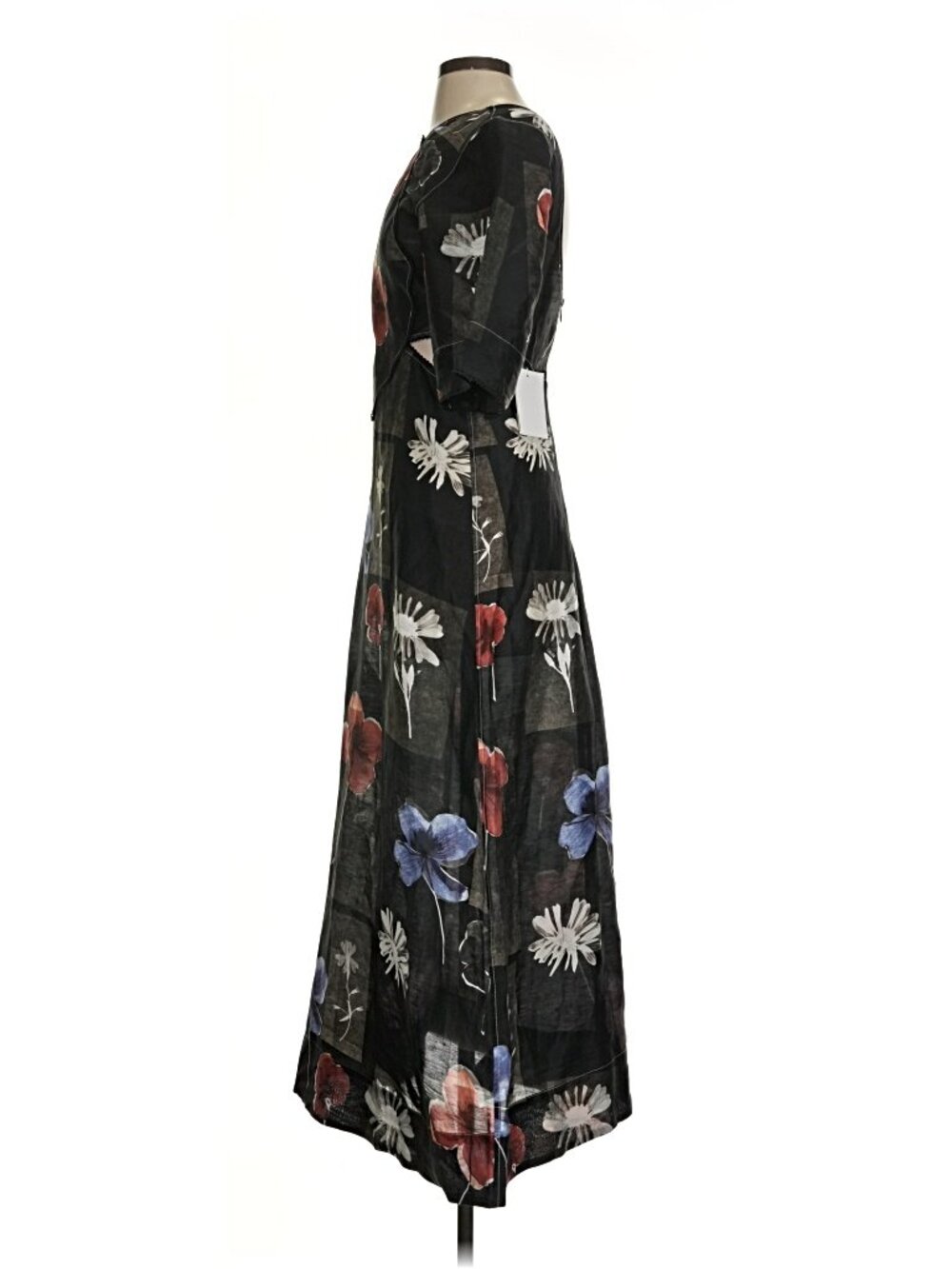 Ganni Black Floral Maxi Dress with Red & Blue Blooms - Picture 4 of 6
